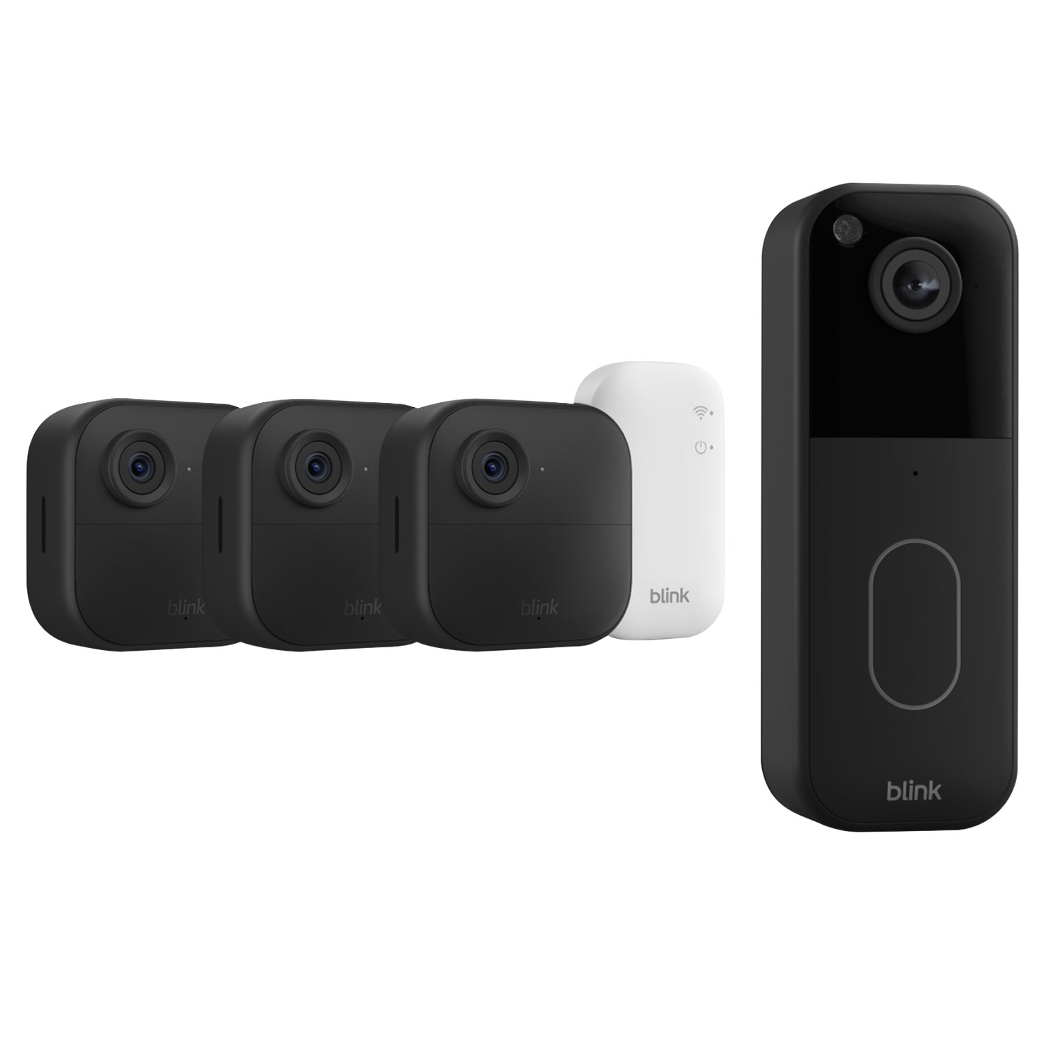 Blink Outdoor 4 Wire-Free 1080p Full HD IP Security Camera System & 1440p Wi-Fi Video Doorbell - Black