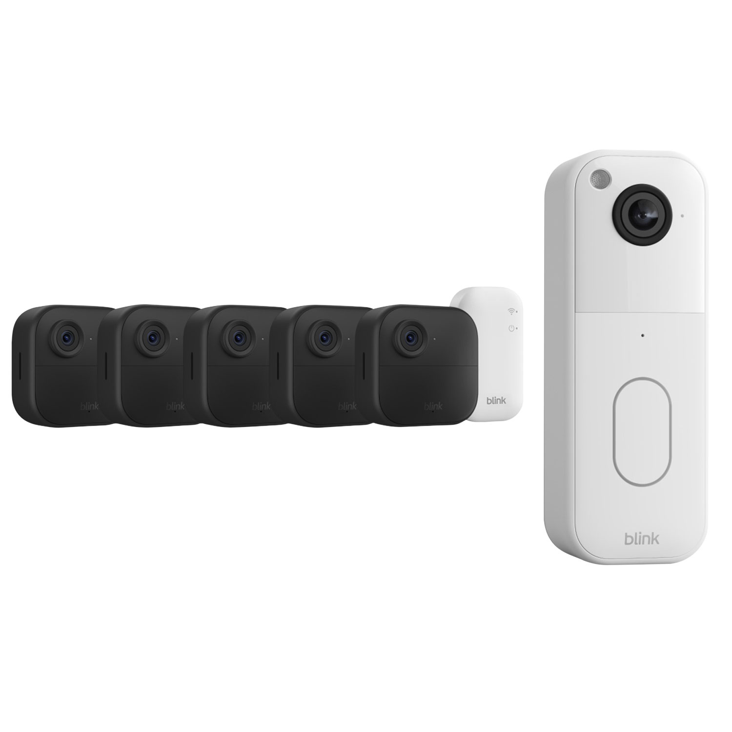 Blink Outdoor 4 Wire-Free 1080p Full HD IP Security Camera System & 1440p Wi-Fi Video Doorbell - White