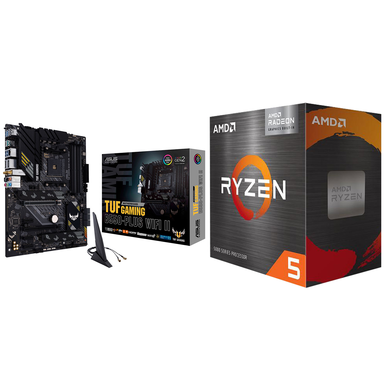 ASUS TUF Gaming B550-Plus Wi-Fi II ATX AM4 DDR4 Motherboard & AMD Ryzen 5 5500GT 6-Core 3.6GHz AM4 Processor
