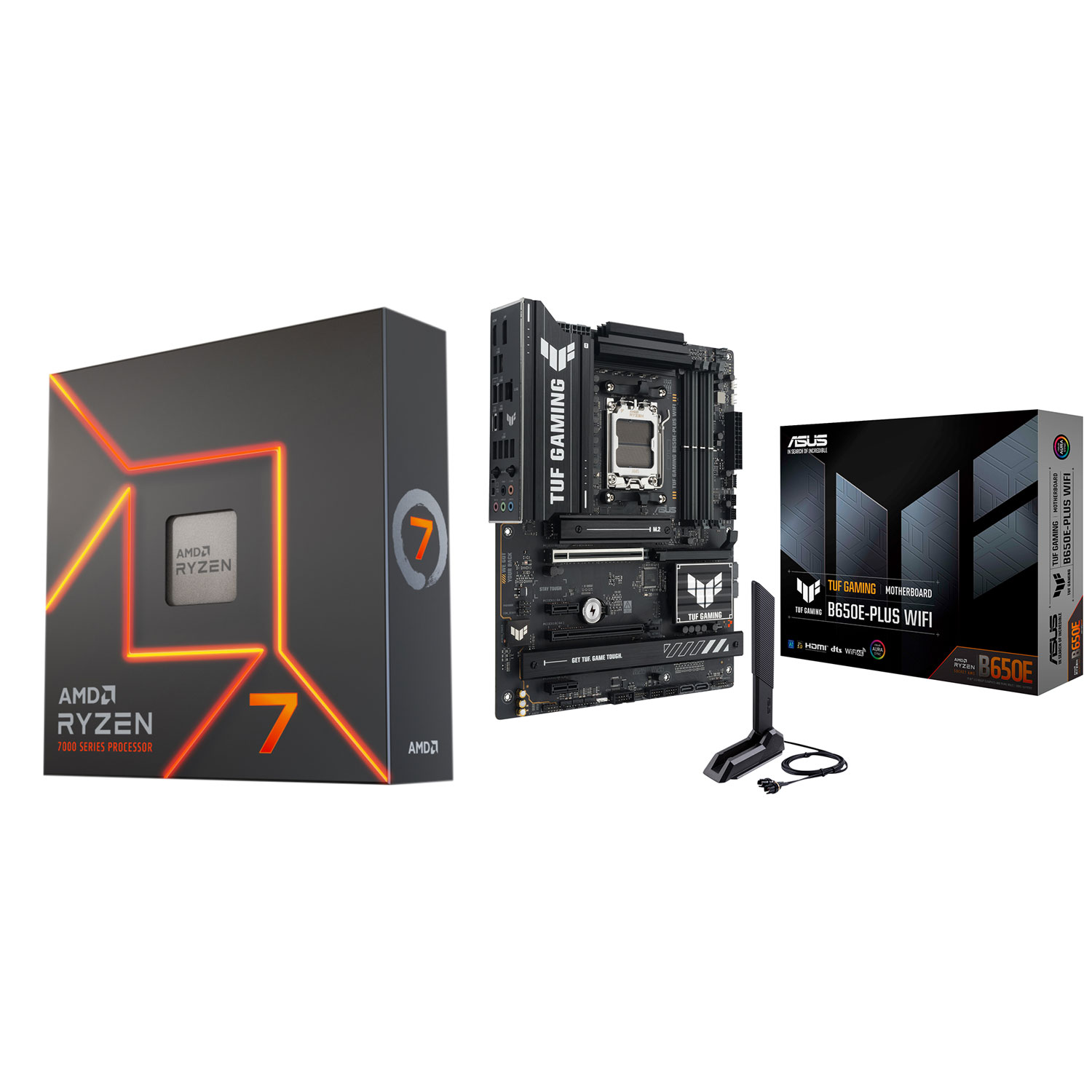 AMD Ryzen 7 7700X 8-Core 4.5GHz AM5 Processor & ASUS TUF Gaming B650E-PLUS Wi-Fi 6E AM5 DDR5 Motherboard