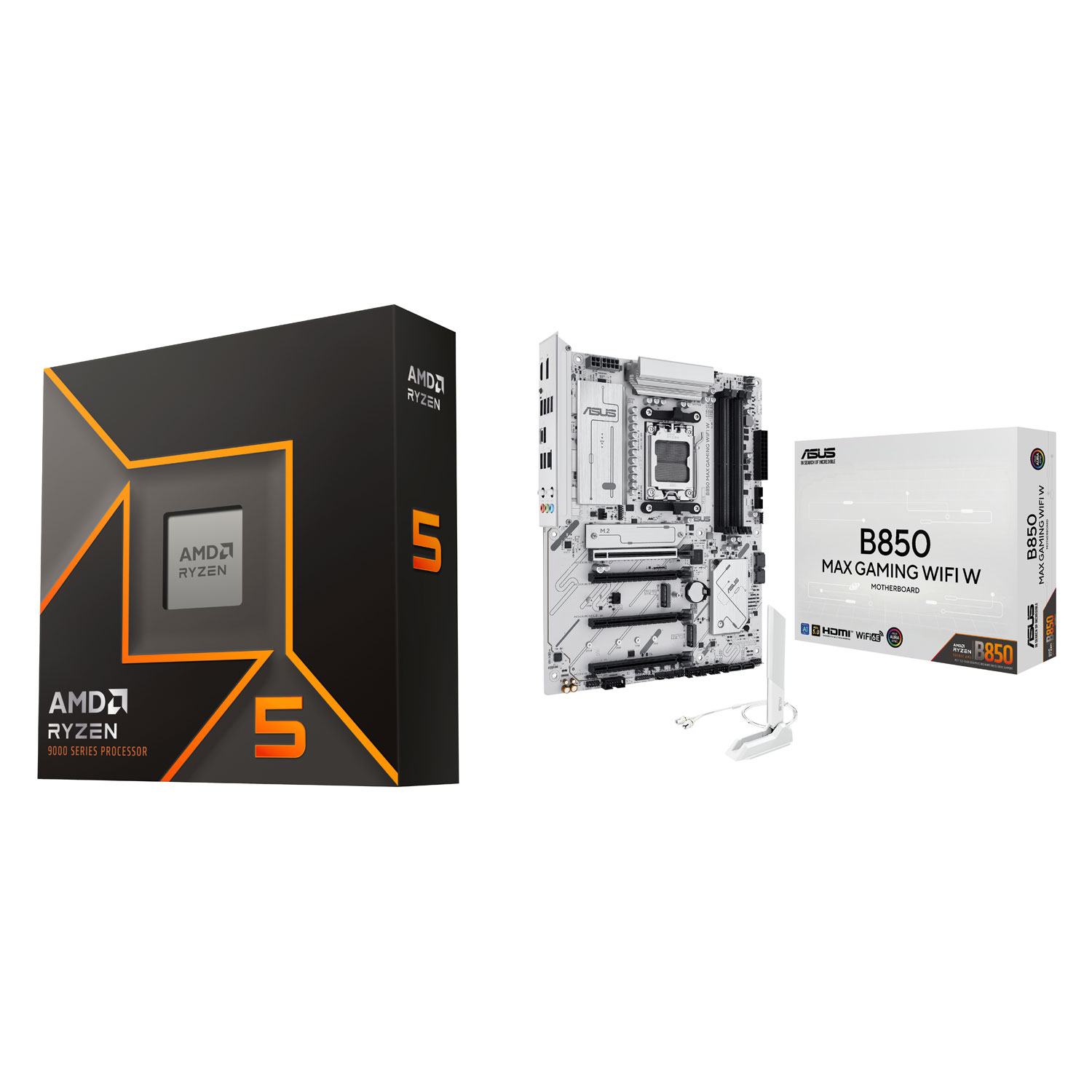 AMD Ryzen 5 9600X 6-Core 5.4GHz AM5 Processor & ASUS B850 Max Gaming WIFI W ATX AM5 Motherboard