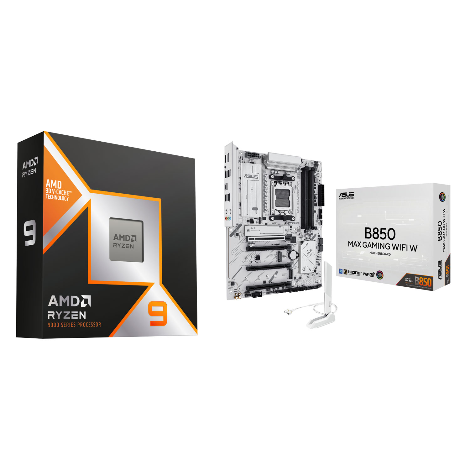 AMD Ryzen 9 9900X3D 12-Core AM5 Processor & ASUS B850 Max Gaming WIFI W ATX AM5 Motherboard