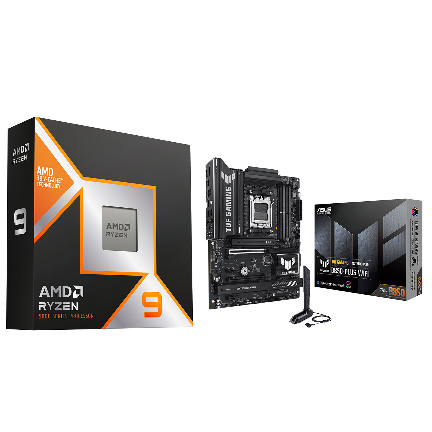 AMD Ryzen 9 9950X3D 16-Core AM5 Processor & ASUS TUF Gaming B850-Plus Wi-Fi 7 ATX AM5 DDR5 Motherboard