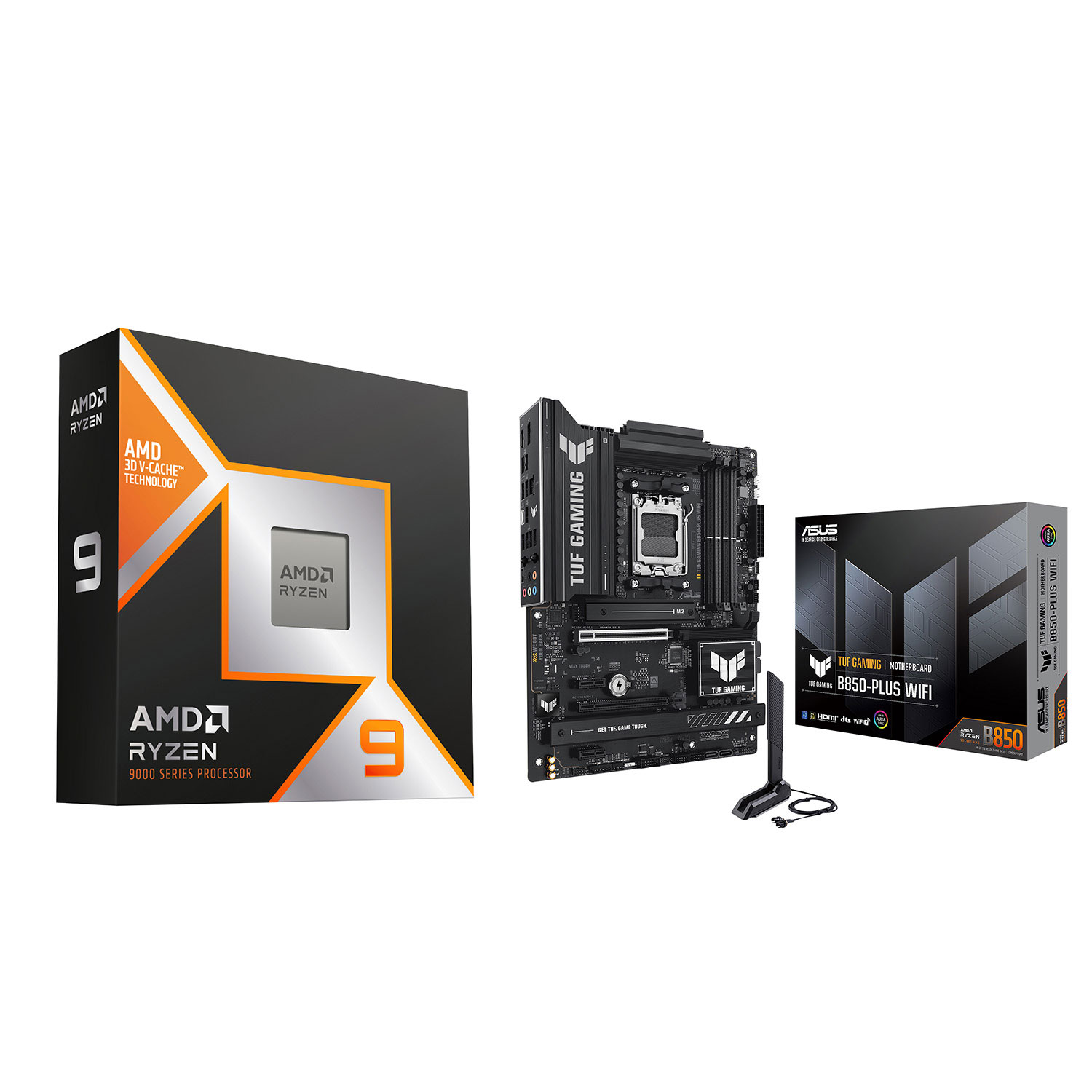 AMD Ryzen 9 9900X3D 12-Core AM5 Processor & ASUS TUF Gaming B850-Plus Wi-Fi 7 ATX AM5 DDR5 Motherboard