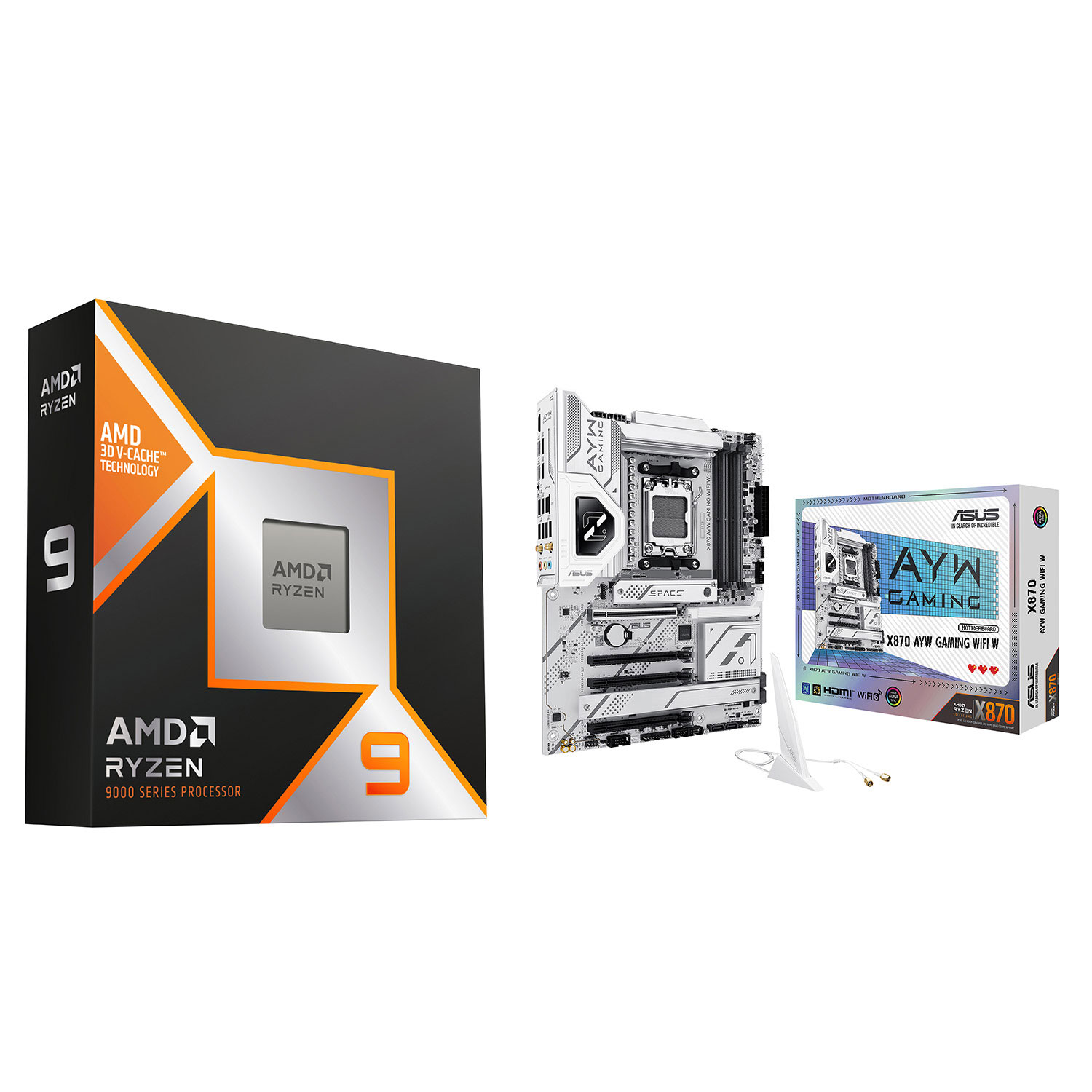 AMD Ryzen 9 9900X3D 12-Core AM5 Processor & ASUS X870 AYW Gaming Wi-Fi 6 AM5 DDR5 Motherboard