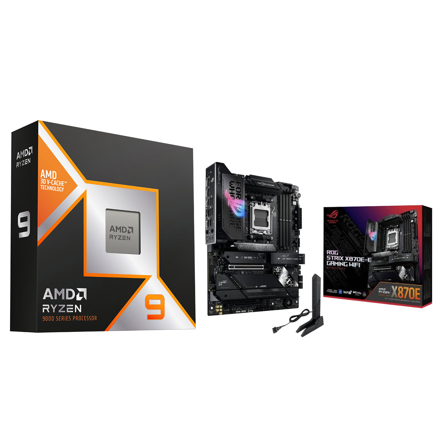 AMD Ryzen 9 9900X3D 12-Core AM5 Processor & ASUS ROG Strix X870E-E Gaming Wi-Fi 7 AM5 DDR5 Motherboard