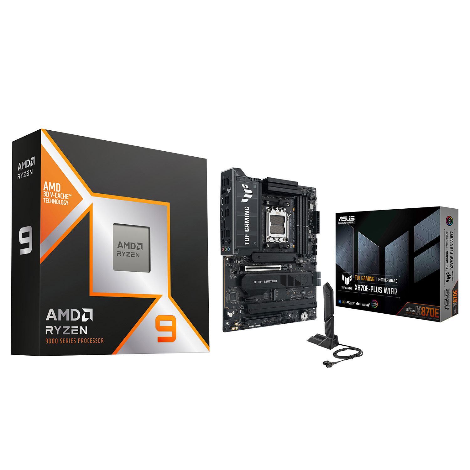 AMD Ryzen 9 9900X3D 12-Core AM5 Processor & ASUS TUF GAMING X870E-PLUS Wi-Fi 7 AM5 DDR5 Motherboard