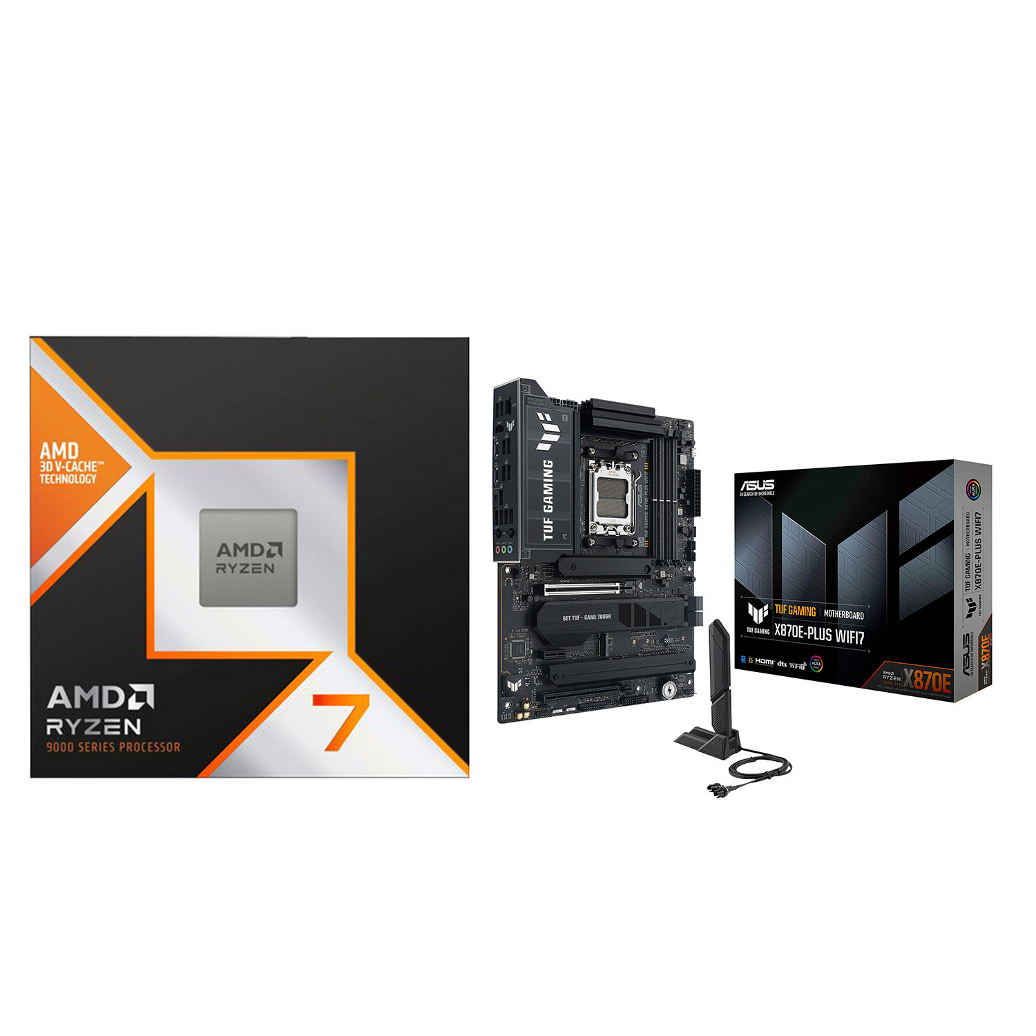 AMD Ryzen 7 9800X3D 8-Core 5.2GHz AM5 Processor & ASUS TUF GAMING X870E-PLUS Wi-Fi 7 AM5 DDR5 Motherboard