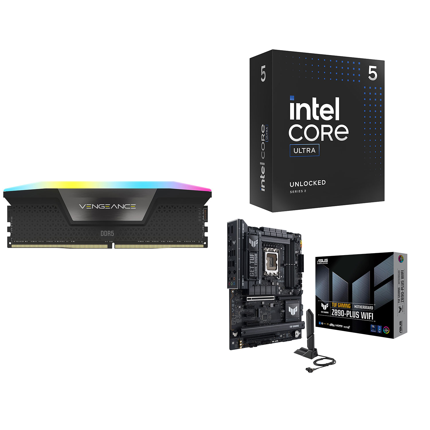 Corsair Vengeance RGB DDR5 64GB 6400MHz Desktop Memory w/ Asus TUF GAMING Motherboard & Intel Core Ultra 5-245K Processor