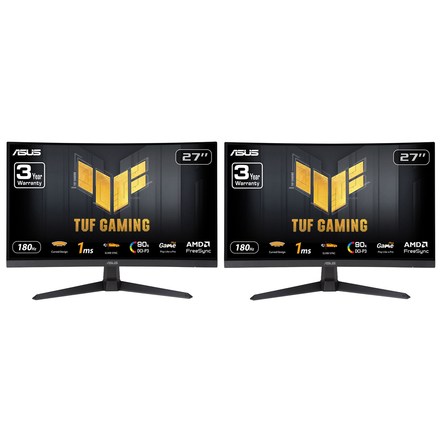 ASUS TUF 27" FHD Curved VA LED FreeSync Gaming Monitors - Pair - Black