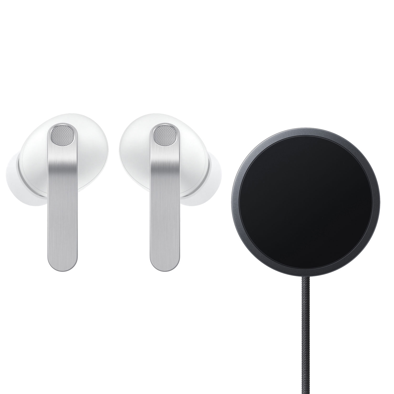 Écouteurs boutons 100 % sans fil à suppression du bruit Galaxy Buds4 Pro de Samsung et chargeur sans fil magnétique - Blanc