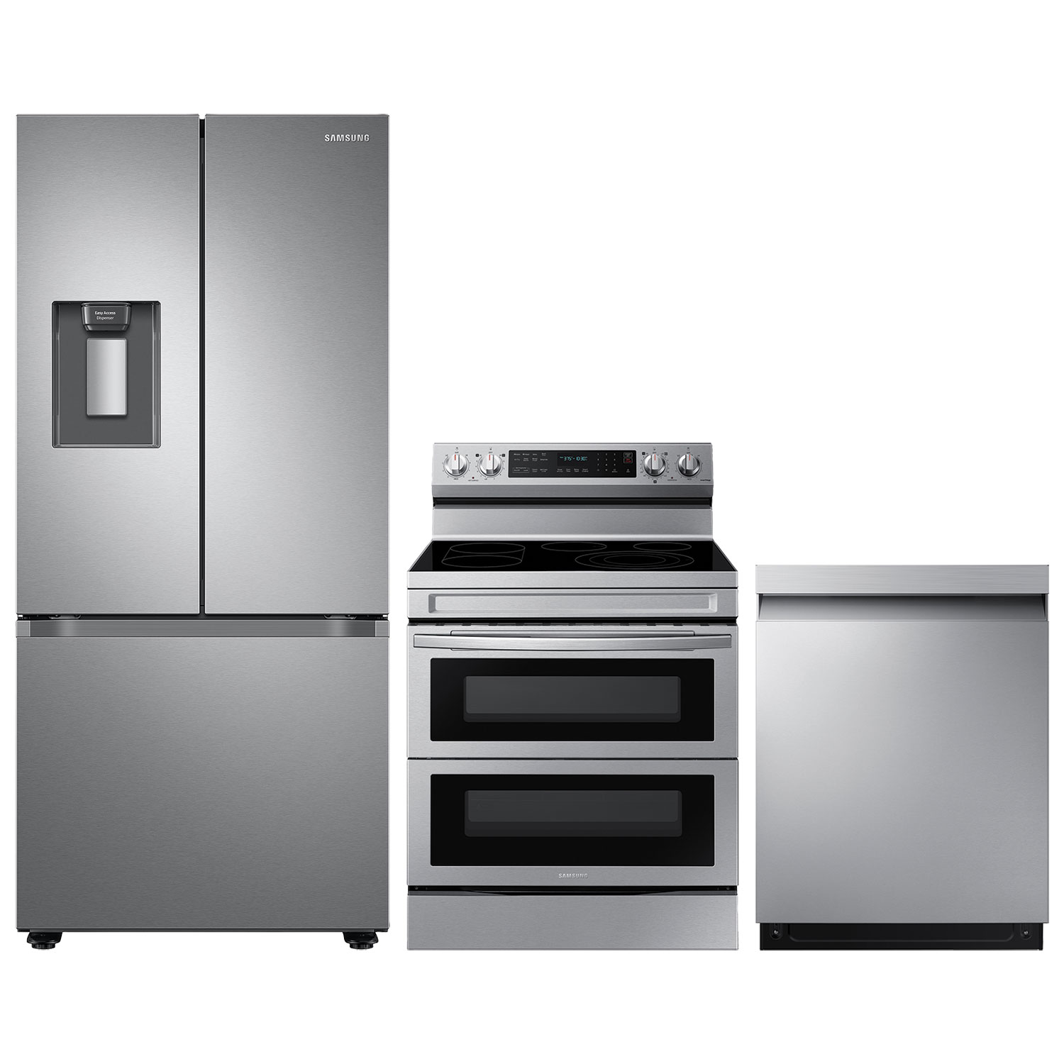 Samsung 30" 22 Cu. Ft. French Door Refrigerator; Electric Range; Dishwasher - Stainless Steel