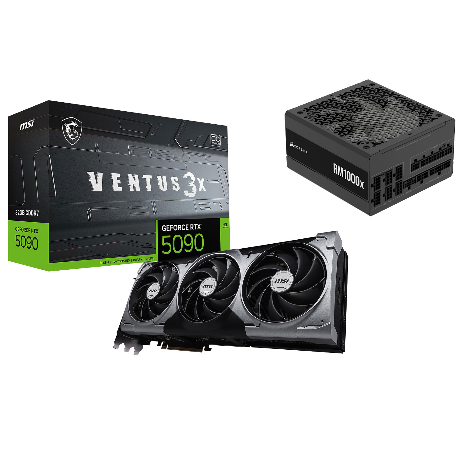 MSI Ventus GeForce RTX 5090 32GB GDDR7 Video Card & Corsair RMx 1000-Watt ATX Fully Modular Power Supply