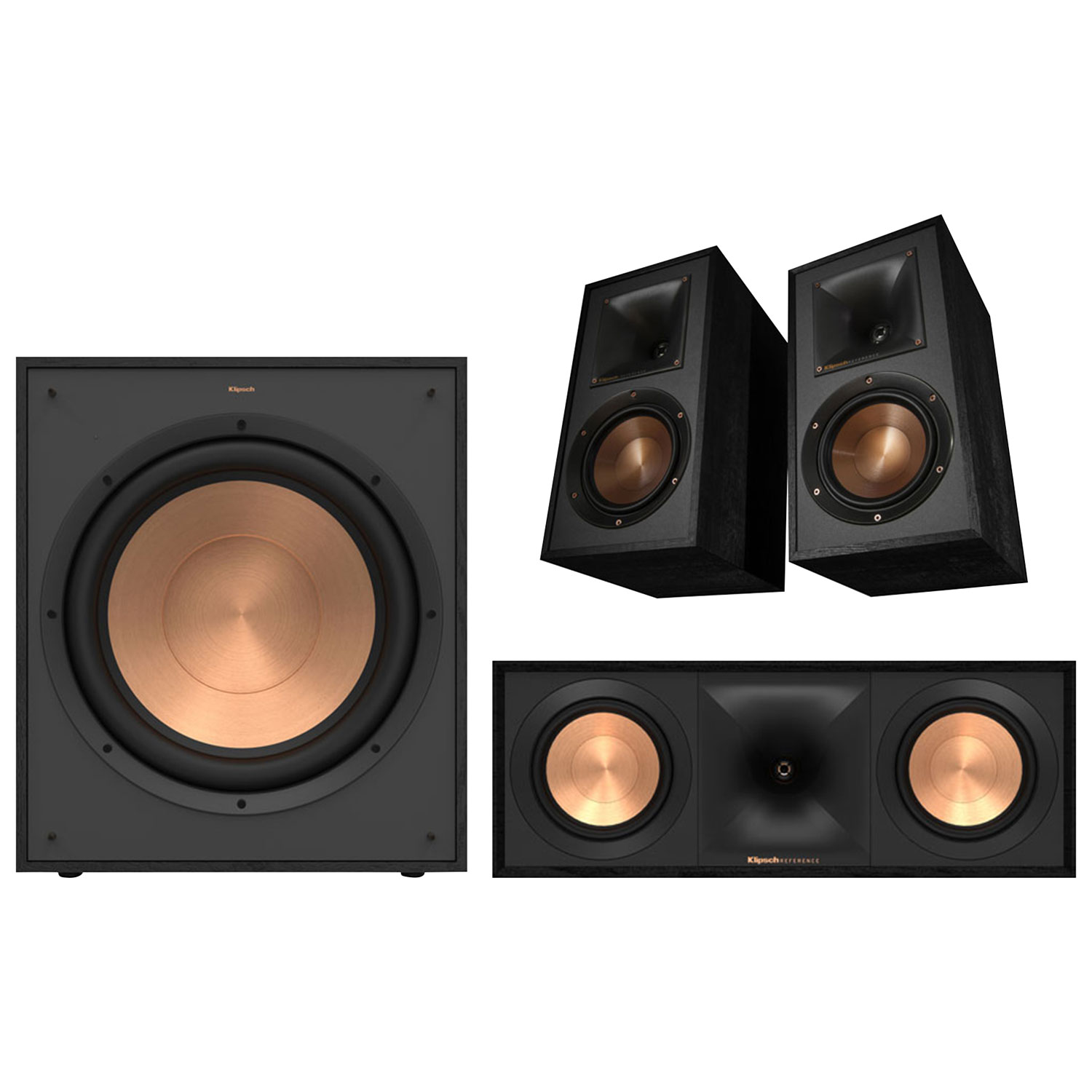 Klipsch R-120SWI Wireless 12" Subwoofer & Center Channel Speaker & Bookshelf Speaker (Pair) - Black
