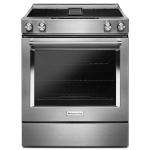 KitchenAid 30" 6.4 Cu. Ft. Vrai Convection Slide-In Électric Downdraft Range (KSEG950ESS) - Inox