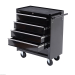 HOMCOM 5 Drawer Steel Rolling Tool Cabinet Wheeled Storage Cart Box, Black, 31"
