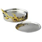 Elegance Hammered 7 Pcs Coaster Set, 4" Diameter