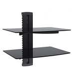 Duramex (TM) Wall Mount AV DVD Cable box, Game Console, Component Shelving System with 2 Adjustable Tempered Glass Shelves
