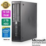 HP Z220 Workstation Desktop, Intel Xeon, 16GB RAM, 2TB HDD, Nvidia NVS 310 Graphics, Windows 10 Pro - Refurbished