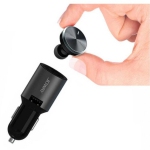 Bluetooth Headset with Car Charger Adapter for iPhone Samsung Android – Wireless Earbuds V4.1, HiFi Stereo, Auto Connect, Handsfree Calling, 10m Range, Portable Charger