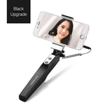 wired selfie stick Black