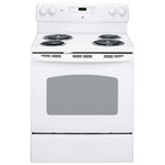 GE 30" 5.0 Cu. Ft. Self-Clean Freestanding Coil Top Electric Range (JCBP240DMWW) - White