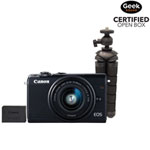 Canon EOS M100 Mirrorless Camera with 15-45mm Lens, Mini Tripod & Battery Pack - Open Box
