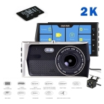 NEW 2026 2K Dash Cam 4" IPS Caméra de voiture double objectif à écran tactile 1080P FHD Caméra d'enregistrement et de sauvegarde vidéo, 170 Degré Angle, G-capteur, moniteur de stationnement, record de boucle & 8GB SD CARD
