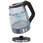 Hauz AGK666 1.7L Stainless Steel Cordless Glass Kettle with LED Base Black