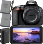 Nikon D3500 DSLR Camera (Body Only) with FeelWorld Master MA5 5" 4K On-Camera Monitor (Open Box) Starter Bundle