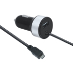 Adreama Car Charger with built-in Micro USB Cable and USB Port