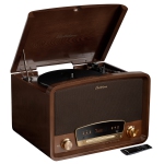 Electrohome Kingston Vintage Vinyl Record Player Stereo System - Turntable, Bluetooth, Radio, CD, Aux, USB, Vinyl to MP3