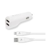 Adreama Fast Car Charger and USB-A to Lighning Connector - White