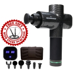 MSAN Solutions Professional Handheld Cordless Rechargeable Deep Tissue Percussion-Relief Massage Gun | 6 Speeds & 6 Heads | Carrying Case | Carbon Black Pattern | FREE GIFT: Skipping Rope ($30 Value)