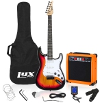 LyxPro Full Size Electric Guitar with 20w Amp, Package Includes All Accessories, Digital Tuner, Strings, Picks, Tremolo Bar, Shoulder Strap, and Case Bag Complete Beginner Starter kit Pack - Sunburst