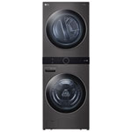 LG WashTower 5.2 Cu. Ft. AI ThinQ Laveur à vapeur & 7.4 Cu. Ft. Séchoir sec- Energy Star (WKEX200HBA) - Noir Inox