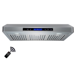 ROXON 860 CFM Slim Range Hood Stainless Steel Kitchen Exhaust Fan Under Cabinet Style with REMOTE (RXN-U12BS-30)