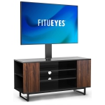 FITUEYES Swivel Wood TV Stand Table with Large Storage for 32 to 65 inches Flat Curved Screen Height Adjustable Media Console