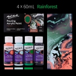 Fluid Acrylic Pouring Paint, 60ml/Tube, Set of 4 Colors - Rainforest