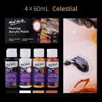 Fluid Acrylic Pouring Paint, 60ml/Tube, Set of 4 Colors - Cosmic