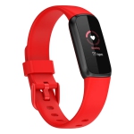 StrapsCo Single Solid Colour Silicone Rubber Watch Band Strap for Fitbit Luxe - Medium-Long - Red