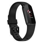 StrapsCo Single Solid Colour Silicone Rubber Watch Band Strap for Fitbit Luxe - Short-Medium - Black