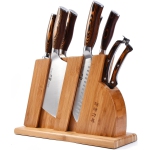 TUO Cutlery Set de couteaux avec bloc en bois, acier à l'honning et fourrures HC Acier allemand X50CrMoV15 avec poignée Pakkawood - Fièvre Series 8pcs Couteaux