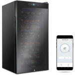 Ivation 28 Bottle Compressor Wine Cooler Refrigerator with Wi-Fi Smart App Control Cooling System | Large Freestanding Wine Cellar Fridge For Red White Champagne or Sparkling, Black Glass Door & Lock