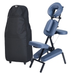Master Massage Professional Lightweight Portable Folding Massage Chair – Adjustable Aluminum Chair with Wheeled Carrying Case – Ideal for Spa, Salon, and Tattoo Use – Blue
