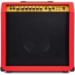 LyxPro 60 Watt Electric Guitar Amplifier | Combo Solid State Studio & Stage Amp with 10” 4-Ohm Speaker, Custom EQ Controls, Drive, Delay, ¼” Passive/Active/Mic Inputs, Aux In & Headphone Jack - Red