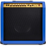 LyxPro 60 Watt Electric Guitar Amplifier | Combo Solid State Studio & Stage Amp with 10” 4-Ohm Speaker, Custom EQ Controls, Drive, Delay, ¼” Passive/Active/Mic Inputs, Aux in & Headphone Jack - Blue