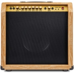 LyxPro 60 Watt Electric Guitar Amplifier | Combo Solid State Studio & Stage Amp with 10” 4-Ohm Speaker, Custom EQ Controls, Drive, Delay, ¼” Passive/Active/Mic Inputs, Aux In & Headphone Jack -Natural