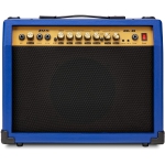 LyxPro 40 Watt Electric Guitar Amplifier | Combo Solid State Studio Amp with 8” 4-Ohm Speaker, Custom EQ Controls, Drive, Delay, ¼” Passive/Active/Microphone Inputs, Aux In & Headphone Jack - Blue