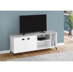 Monarch Specialties I 2841 Meuble TV 60 po L Blanc Plateau effet ciment gris